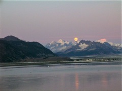 Moon rise over Miles Glacier